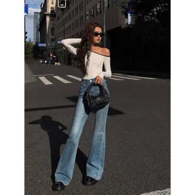 Áo lệch vai trễ vai viền phối thời trang cá tính vải tăm lụa Quảng Châu bigsize 6