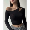 Áo lệch vai xẻ lỗ xoắn thời trang, vải xịn co giãn, big size - Giá ưu đãi 120k