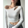 Áo lệch vai xẻ lỗ xoắn thời trang, vải xịn co giãn, big size - Giá ưu đãi 120k 5
