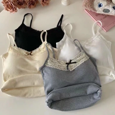 Áo Len 2 Dây Croptop Mút Đệm Cotton Viền Ren Nơ Ngực Ôm Body Quyến Rũ Qccc Tongkhominha 6