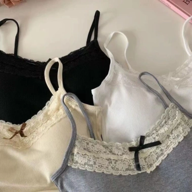Áo Len 2 Dây Croptop Mút Đệm Cotton Viền Ren Nơ Ngực Ôm Body Quyến Rũ Qccc Tongkhominha 8