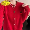 Áo Len Đỏ Cardigan Cổ Tròn Hàn Quốc Phong Cách Tết Giảm 23% Chỉ 276.454đ