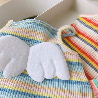 Áo liền quần bé gái Pig BeBe body chip 2 dây sọc cầu vồng dễ thương – giá 119k 5