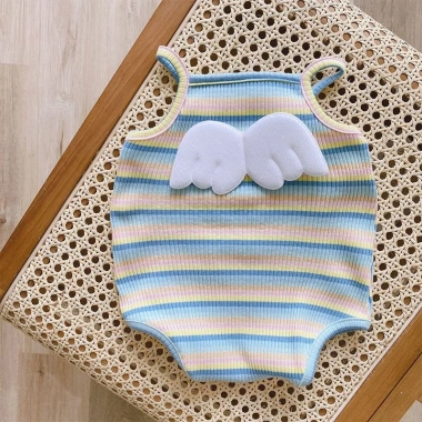 Áo liền quần bé gái Pig BeBe body chip 2 dây sọc cầu vồng dễ thương – giá 119k 7