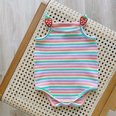 Áo liền quần bé gái Pig BeBe body chip 2 dây sọc cầu vồng dễ thương – giá 119k 8