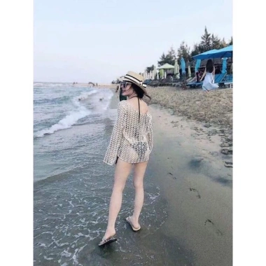 Áo lưới ren tym đi biển phối bikini - Siêu nhẹ, sexy, giảm giá 20% chỉ 125k