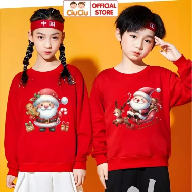 Áo Nỉ Da Cá Trẻ Em Noel Ông Già & Tuần Lộc Merry Christmas Giá 160k - CIUCIU KID