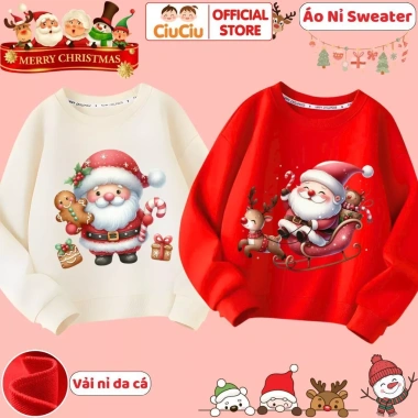Áo Nỉ Da Cá Trẻ Em Noel Ông Già & Tuần Lộc Merry Christmas Giá 160k - CIUCIU KID
