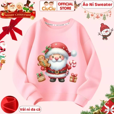 Áo Nỉ Da Cá Trẻ Em Noel Ông Già & Tuần Lộc Merry Christmas Giá 160k - CIUCIU KID