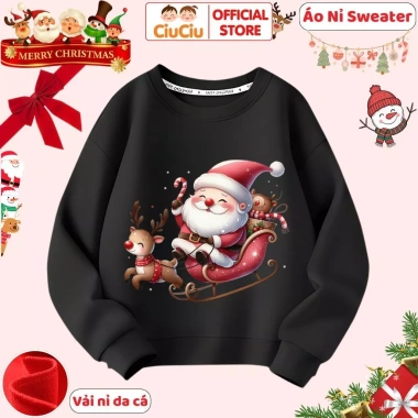 Áo Nỉ Da Cá Trẻ Em Noel Ông Già & Tuần Lộc Merry Christmas Giá 160k - CIUCIU KID 8 Áo Nỉ Da Cá Trẻ Em Noel Ông Già & Tuần Lộc Merry Christmas Giá 160k - CIUCIU KID 8