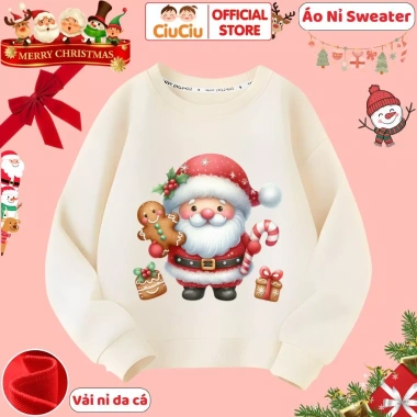 Áo Nỉ Da Cá Trẻ Em Noel Ông Già & Tuần Lộc Merry Christmas Giá 160k - CIUCIU KID
