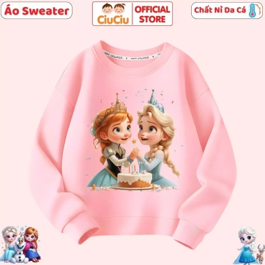 Áo nỉ Elsa công chúa tuyết bé gái - Vải da cá co dãn, dày dặn, ấm mềm, giảm còn 160k