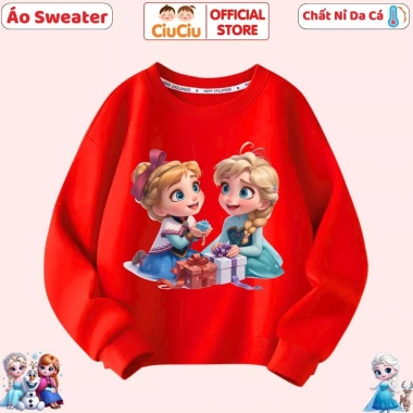 Áo nỉ Elsa công chúa tuyết bé gái - Vải da cá co dãn, dày dặn, ấm mềm, giảm còn 160k