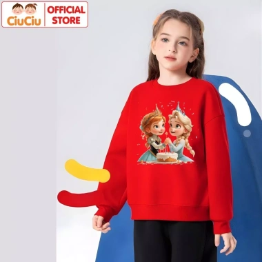 Áo nỉ Elsa công chúa tuyết bé gái - Vải da cá co dãn, dày dặn, ấm mềm, giảm còn 160k
