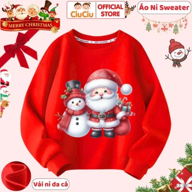Áo Nỉ Giáng Sinh Bé Trai - Bé Gái - Ông Già Noel, Tuần Lộc, Người Tuyết, CIUCIU KID, 160k