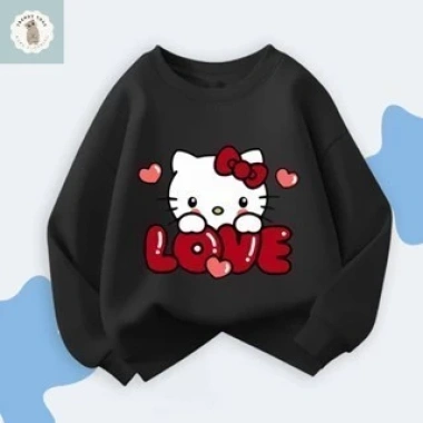 Áo nỉ Hello Kitty bé gái mỏng nhẹ dáng rộng cổ tròn thời trang 128.000 VND 2