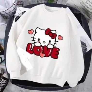 Áo nỉ Hello Kitty bé gái mỏng nhẹ dáng rộng cổ tròn thời trang 128.000 VND 3