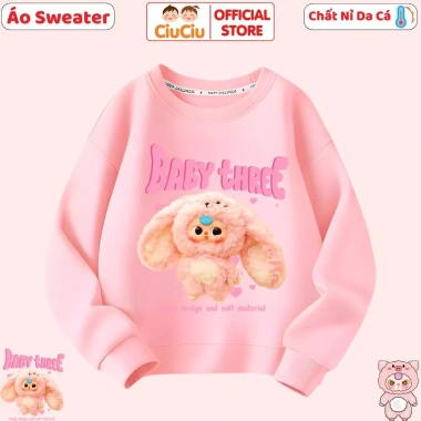 Áo Nỉ Sweater Bé Gái Hình Baby Three CIUCIU KID Vải Da Cá 9-35kg Giá chỉ 160k 4