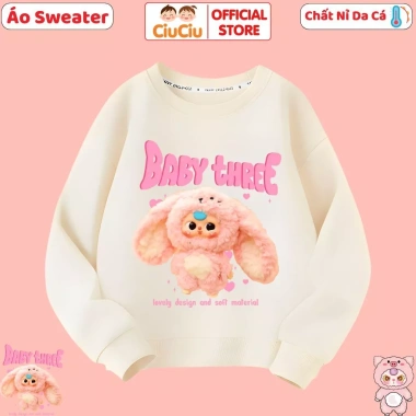 Áo Nỉ Sweater Bé Gái Hình Baby Three CIUCIU KID Vải Da Cá 9-35kg Giá chỉ 160k 10