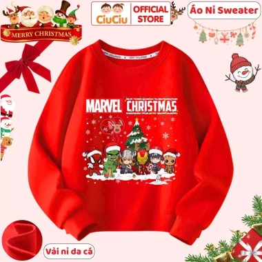 Áo Nỉ Sweater Bé Trai Marvel Giáng Sinh Noel - Vải Da Cá Mềm Giữ Nhiệt, Giá 160k 2