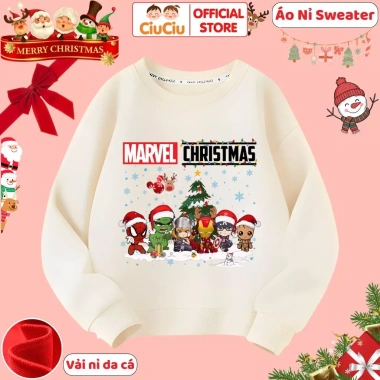 Áo Nỉ Sweater Bé Trai Marvel Giáng Sinh Noel - Vải Da Cá Mềm Giữ Nhiệt, Giá 160k 4