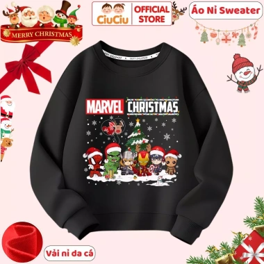Áo Nỉ Sweater Bé Trai Marvel Giáng Sinh Noel - Vải Da Cá Mềm Giữ Nhiệt, Giá 160k 6