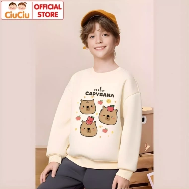 Áo Nỉ Sweater Capybara CIUCIU KID cho Bé Trai & Gái - Vải Da Cá Dẻo, Mềm Ấm, 160.000₫