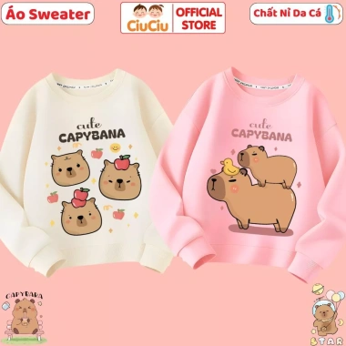 Áo Nỉ Sweater Capybara CIUCIU KID cho Bé Trai & Gái - Vải Da Cá Dẻo, Mềm Ấm, 160.000₫