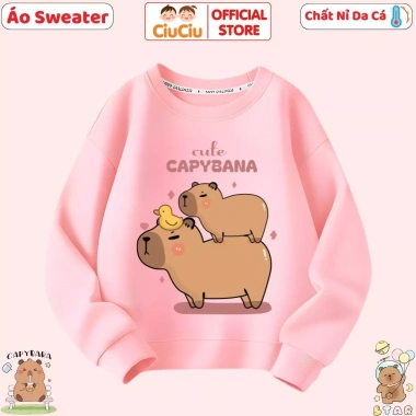 Áo Nỉ Sweater Capybara CIUCIU KID cho Bé Trai & Gái - Vải Da Cá Dẻo, Mềm Ấm, 160.000₫