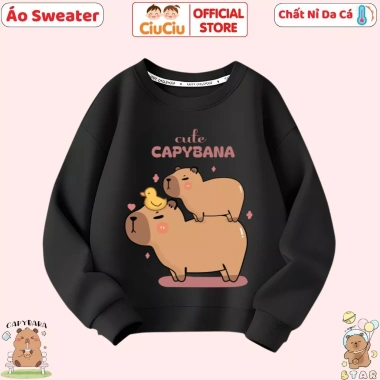 Áo Nỉ Sweater Capybara CIUCIU KID cho Bé Trai & Gái - Vải Da Cá Dẻo, Mềm Ấm, 160.000₫ 7 Áo Nỉ Sweater Capybara CIUCIU KID cho Bé Trai & Gái - Vải Da Cá Dẻo, Mềm Ấm, 160.000₫ 7