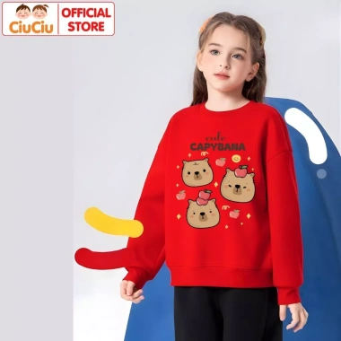 Áo Nỉ Sweater Capybara CIUCIU KID cho Bé Trai & Gái - Vải Da Cá Dẻo, Mềm Ấm, 160.000₫