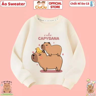 Áo Nỉ Sweater Capybara CIUCIU KID cho Bé Trai & Gái - Vải Da Cá Dẻo, Mềm Ấm, 160.000₫ 10 Áo Nỉ Sweater Capybara CIUCIU KID cho Bé Trai & Gái - Vải Da Cá Dẻo, Mềm Ấm, 160.000₫ 10