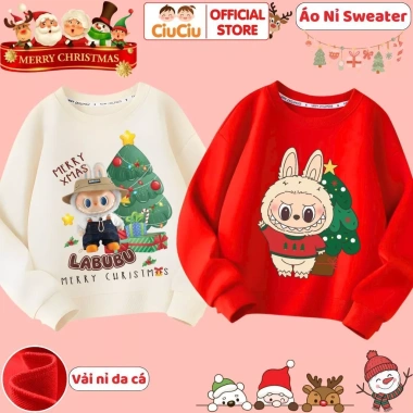 Áo Nỉ Sweater Giáng Sinh Bé Trai & Gái - Labubu Noel CIUCIU KID, Vải Da Cá Ấm, Giá 160k 2 Áo Nỉ Sweater Giáng Sinh Bé Trai & Gái - Labubu Noel CIUCIU KID, Vải Da Cá Ấm, Giá 160k 2