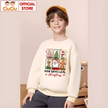 Áo Nỉ Sweater Merry Christmas cho Bé, CIUCIU KID, Vải Nỉ Da Cá Mềm Mịn, Ấm Áp, 160k 6