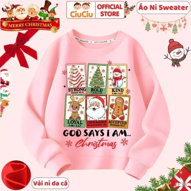 Áo Nỉ Sweater Merry Christmas cho Bé, CIUCIU KID, Vải Nỉ Da Cá Mềm Mịn, Ấm Áp, 160k 7