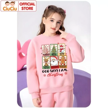 Áo Nỉ Sweater Merry Christmas cho Bé, CIUCIU KID, Vải Nỉ Da Cá Mềm Mịn, Ấm Áp, 160k 9