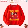 Áo Nỉ Sweater Tôi Yêu Việt Nam CIUCIU KID cho Bé Trai, Bé Gái – Vải Nỉ Da Cá Co Dãn 4 Chiều, Mềm Mại, Giữ Ấm, 160k 4
