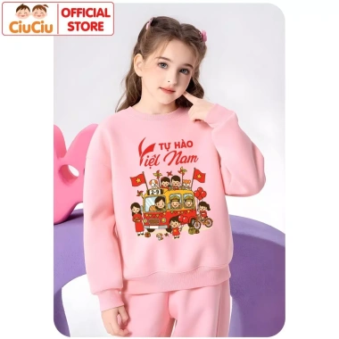 Áo Nỉ Sweater Tôi Yêu Việt Nam CIUCIU KID cho Bé Trai, Bé Gái – Vải Nỉ Da Cá Co Dãn 4 Chiều, Mềm Mại, Giữ Ấm, 160k