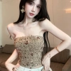 Áo ống không tay Trung Quốc sexy, ngắn, sequin mát mẻ - Giá ưu đãi 415k