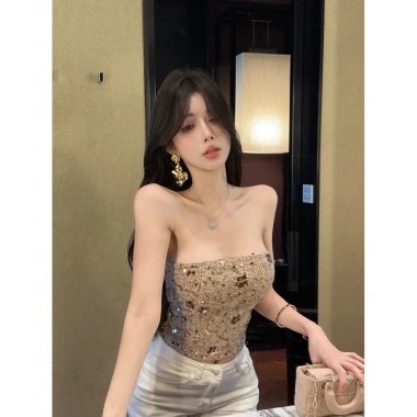 Áo ống không tay Trung Quốc sexy, ngắn, sequin mát mẻ - Giá ưu đãi 415k 3