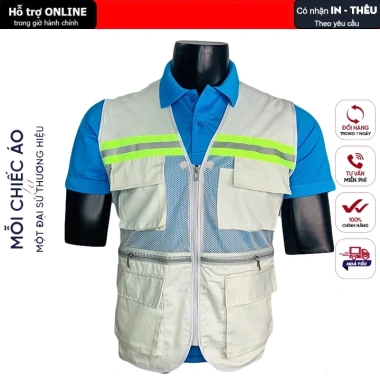 Áo phản quang gile bảo hộ thoáng mát, mỏng nhẹ, giá rẻ 140k kỹ sư công nhân