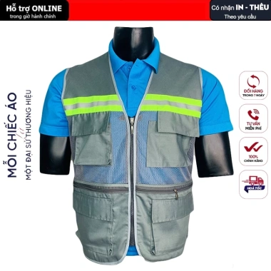 Áo phản quang gile bảo hộ thoáng mát, mỏng nhẹ, giá rẻ 140k kỹ sư công nhân 6