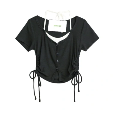 Áo phối yếm TN viền 4 nút rút dây 2 bên eo kèm dây chuyền cao cấp - Giá 17.040đ 3