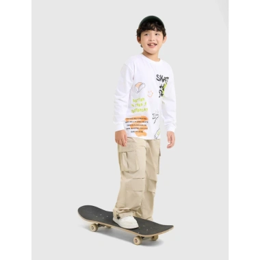 Áo phông bé trai CANIFA cổ tròn dài tay, chất liệu mềm mịn, họa tiết PS25 - Giá chỉ 129.000₫