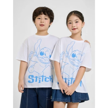 Áo phông unisex trẻ em CANIFA cộc tay cotton mềm mát in hình Stitch 3TS25W001: Giá chỉ 169.000₫