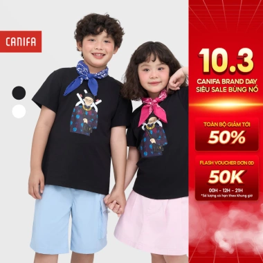 Áo phông unisex trẻ em CANIFA X NTK Cao Minh Tiến áo thun cotton in họa tiết 3TS25S017