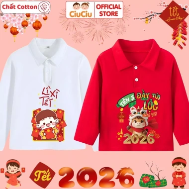 Áo Polo dài tay Tết Bính Ngọ 2.026 CIUCIU KID - Thun cotton mềm, chỉ 119.000đ 4