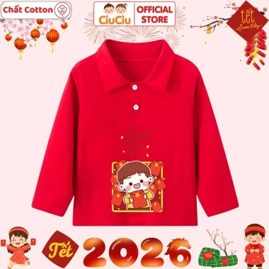 Áo Polo dài tay Tết Bính Ngọ 2.026 CIUCIU KID - Thun cotton mềm, chỉ 119.000đ 7