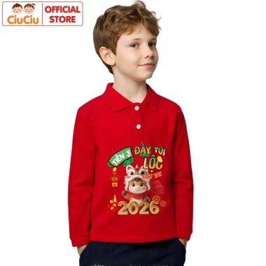 Áo Polo dài tay Tết Bính Ngọ 2.026 CIUCIU KID - Thun cotton mềm, chỉ 119.000đ 9