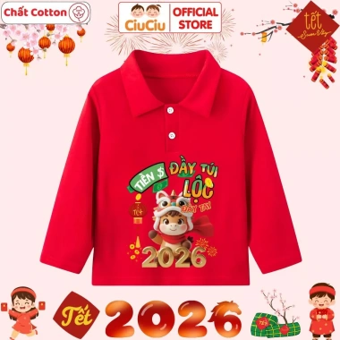Áo Polo dài tay Tết Bính Ngọ 2.026 CIUCIU KID - Thun cotton mềm, chỉ 119.000đ 10